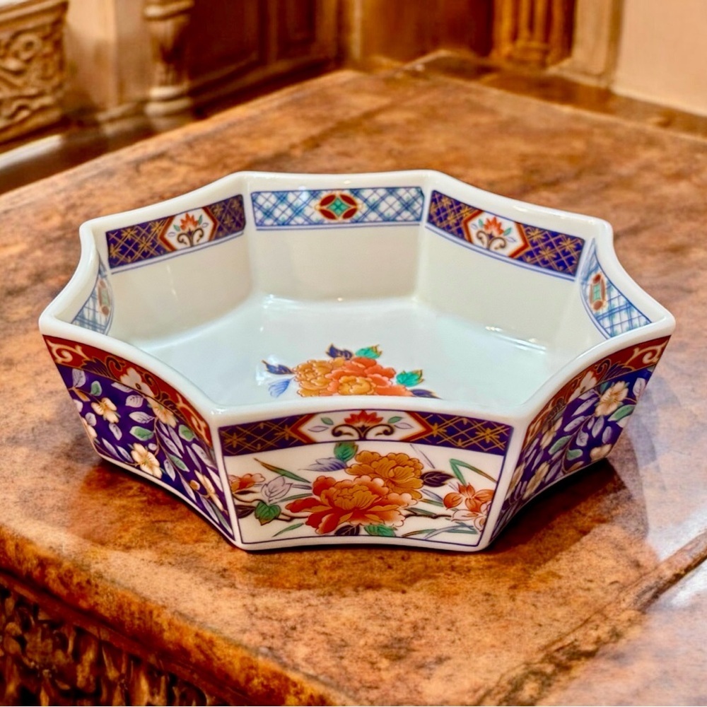 Vintage Gumps Kikun Ceramic Octagonal Bon Bon Coupe - Picture 2 of 12